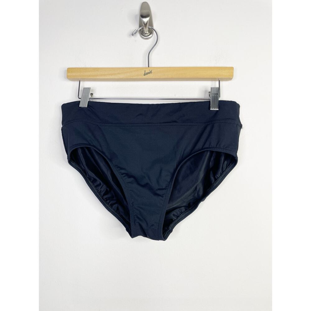 Lands End High Rise Tummy Control Black Swim Swimsuit Bottoms womens 12 New
